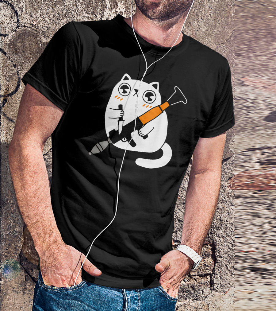 Cuddly Combat Cat RPG Humor T-Shirt