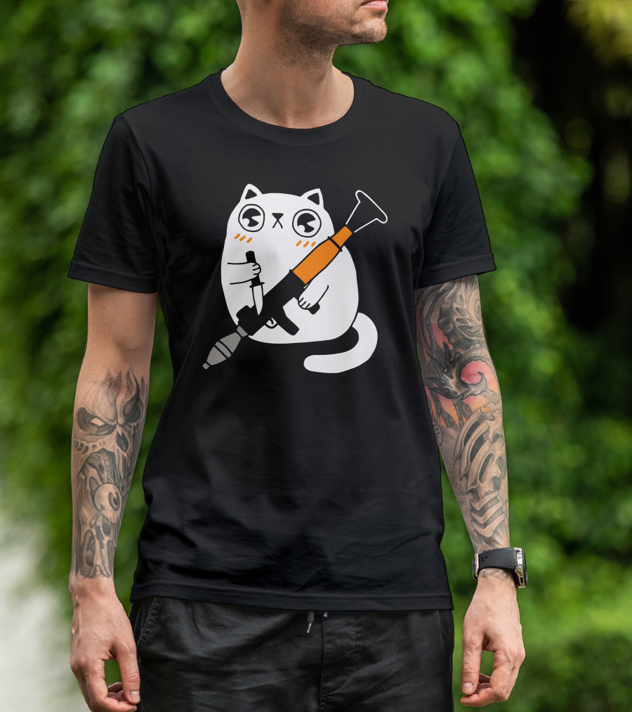 Cuddly Combat Cat RPG Humor T-Shirt