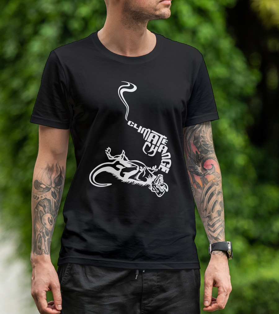 Dead Dino Climate Change Dark T-Shirt