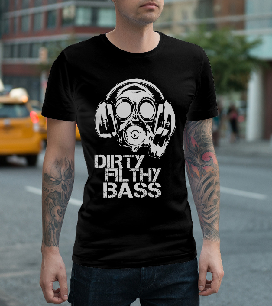 Dirty Filthy Bass Gas Mask with Headphones T-Shirt