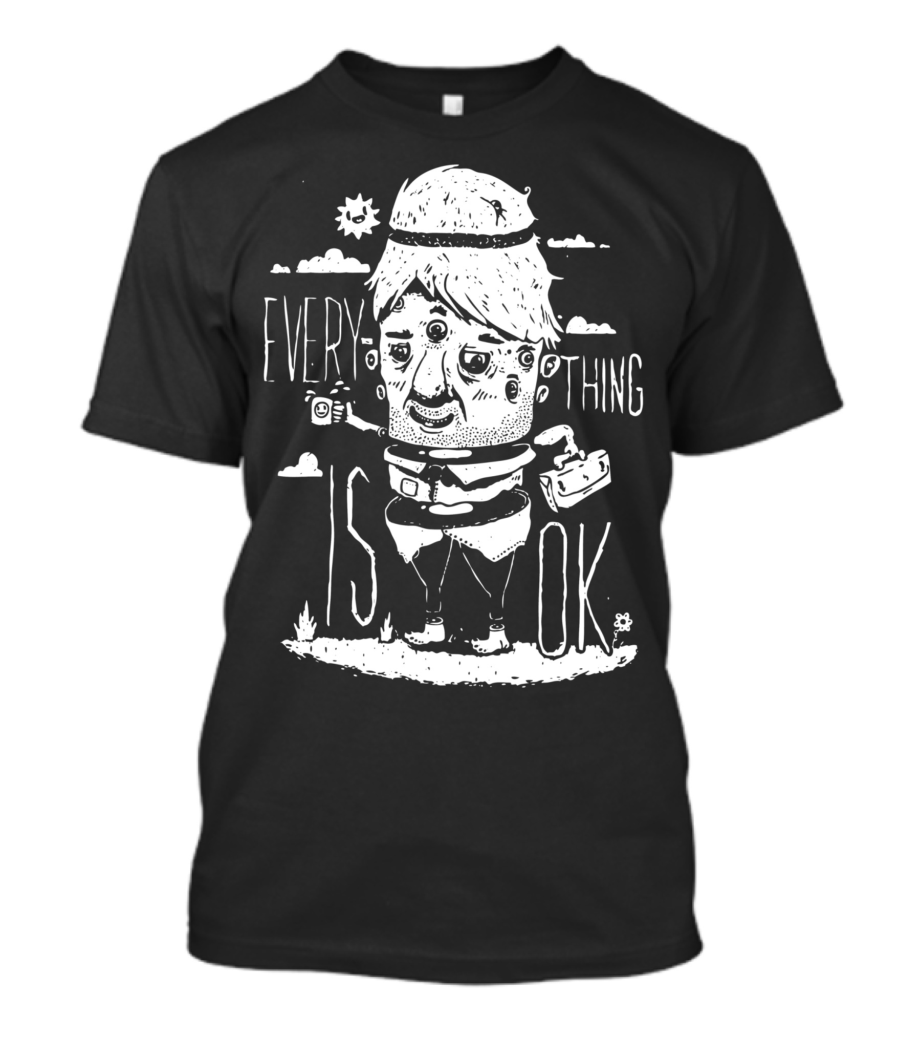 Everything Is OK Weird Character With Cameras T-Shirt