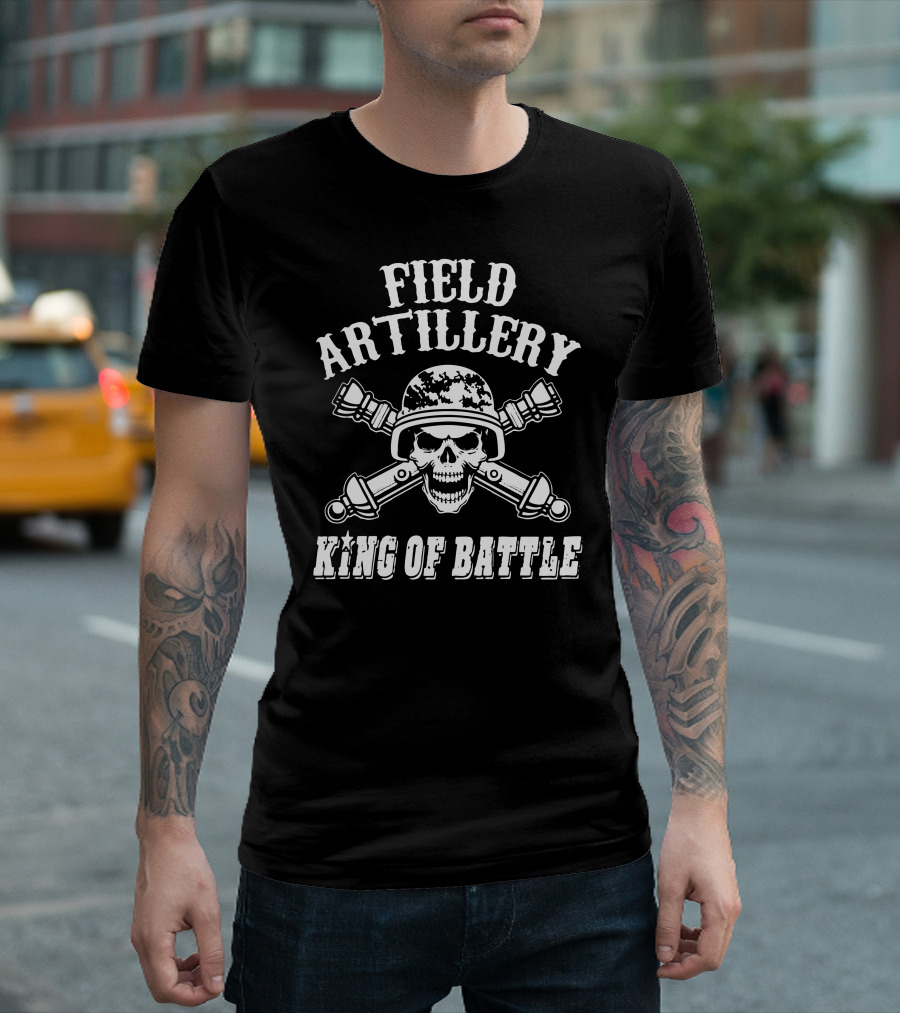 Field Artillery King of Battle Skull Crossed Cannons T-Shirt