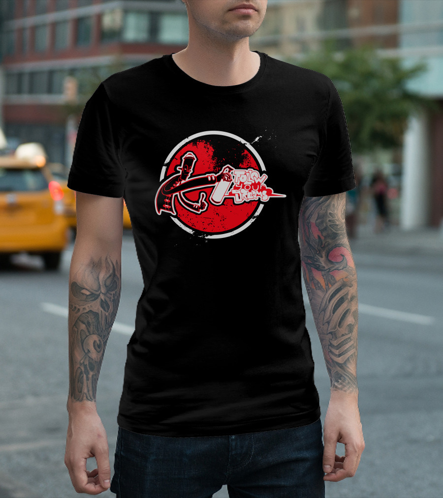 Follow Your Dreams Graffiti Artist in Red and Black Circle T-Shirt