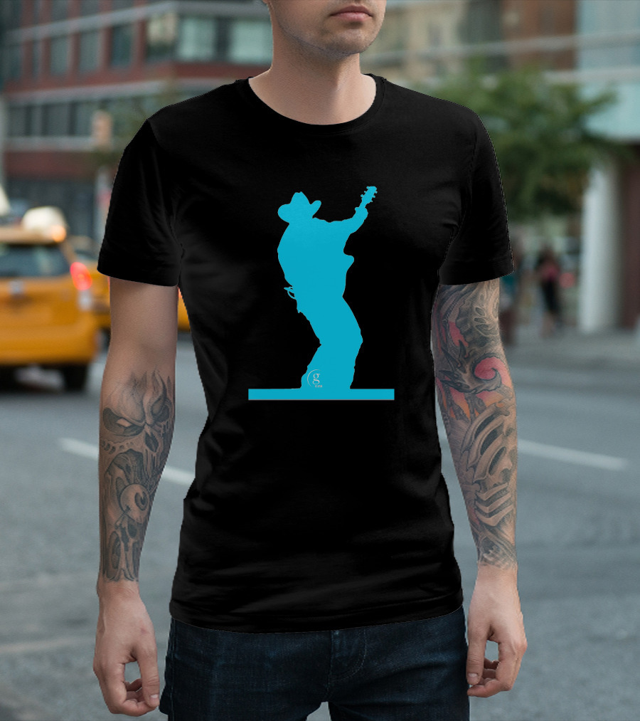 Garth Brooks Blue Silhouette Logo Guitar Pose T-Shirt