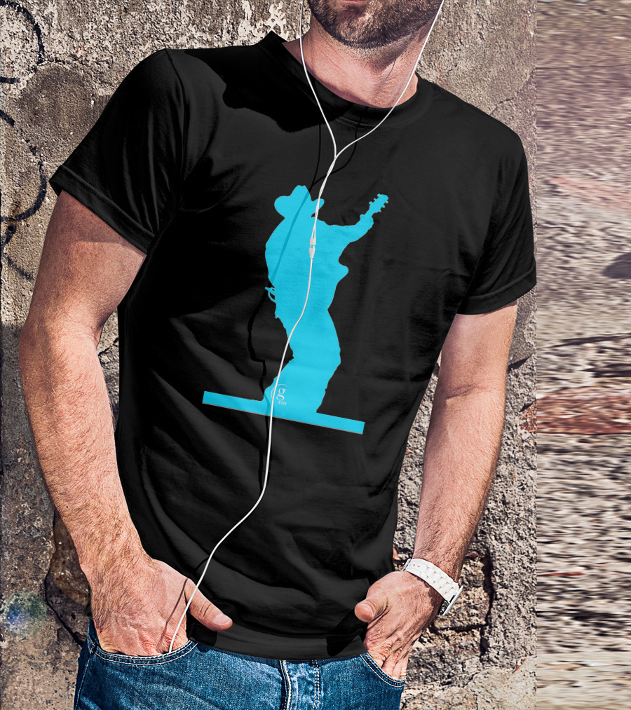 Garth Brooks Blue Silhouette Logo Guitar Pose T-Shirt