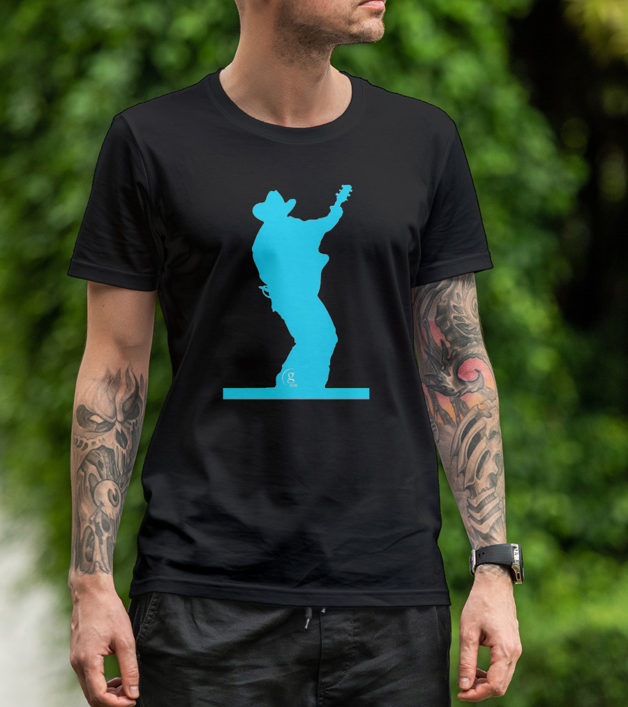 Garth Brooks Blue Silhouette Logo Guitar Pose T-Shirt