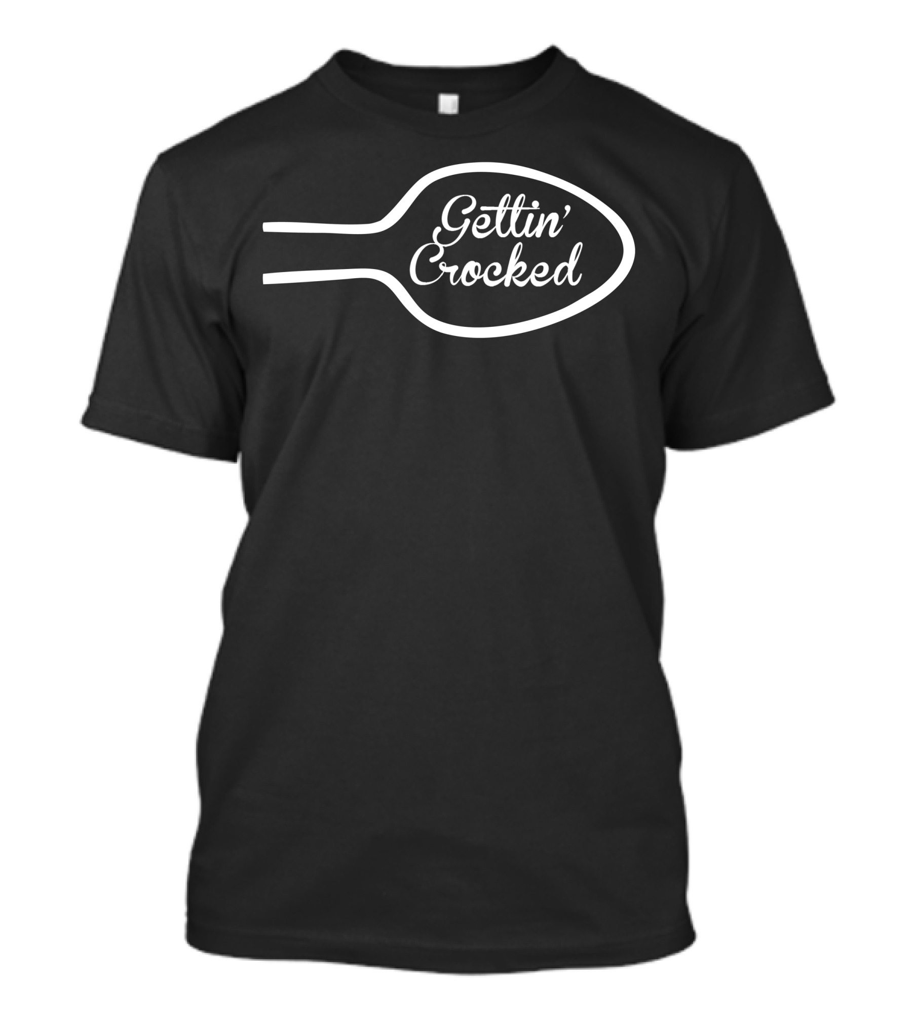 Gettin Crocked Spoon Silhouette Typography T-Shirt