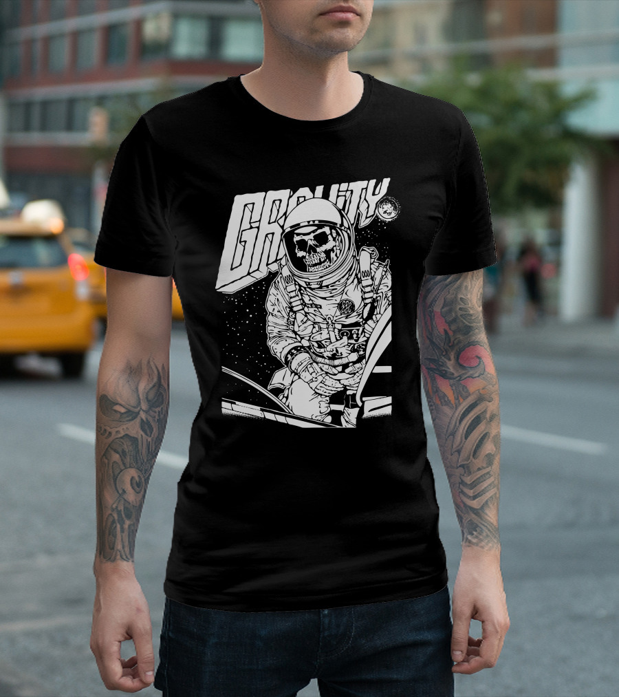 Gravity Skeleton Astronaut Graffiti In Space T-Shirt