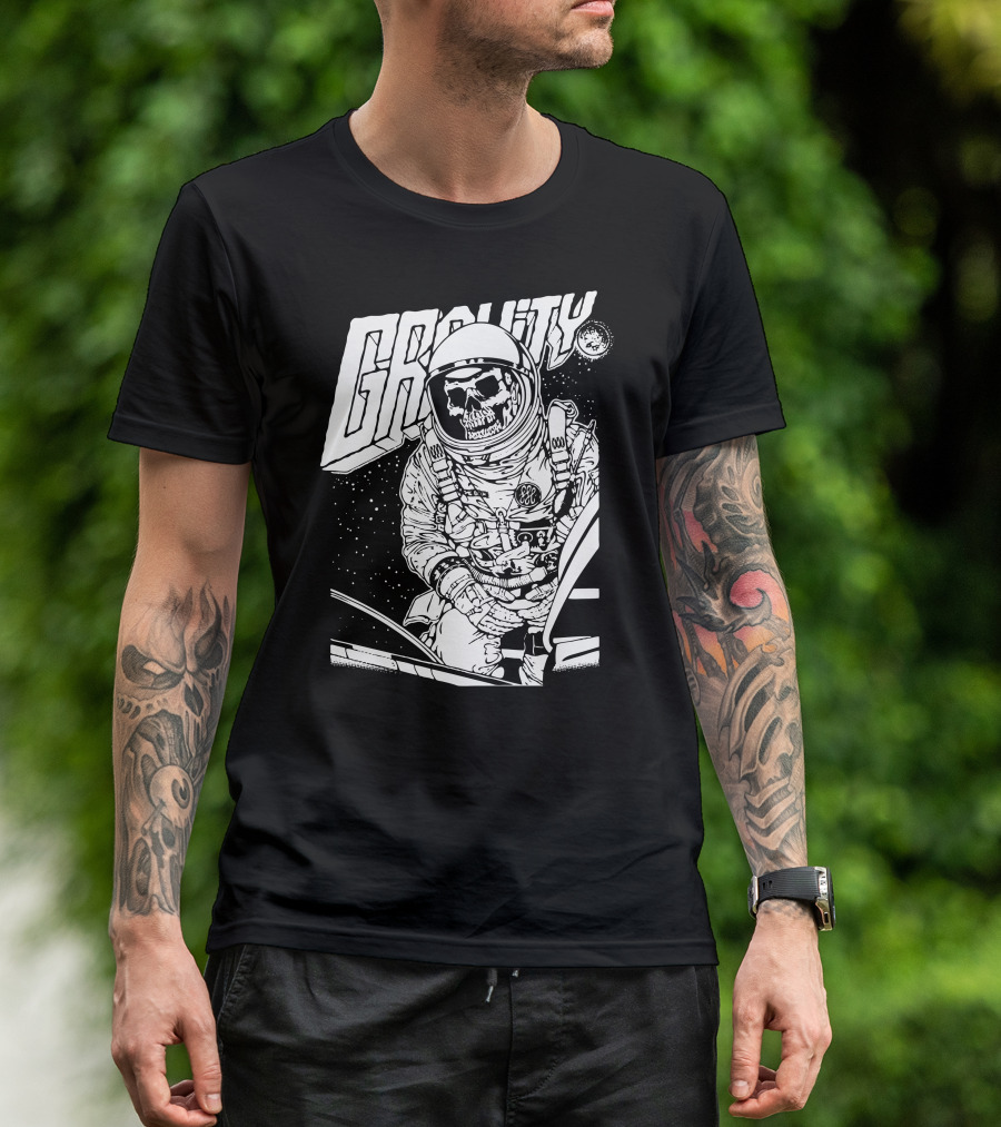 Gravity Skeleton Astronaut Graffiti In Space T-Shirt