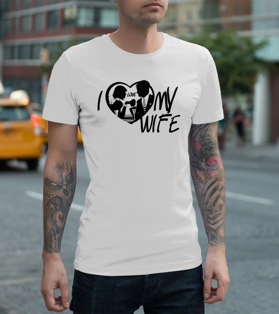 I Love My Wife Retro Couple Silhouette Heart T-Shirt