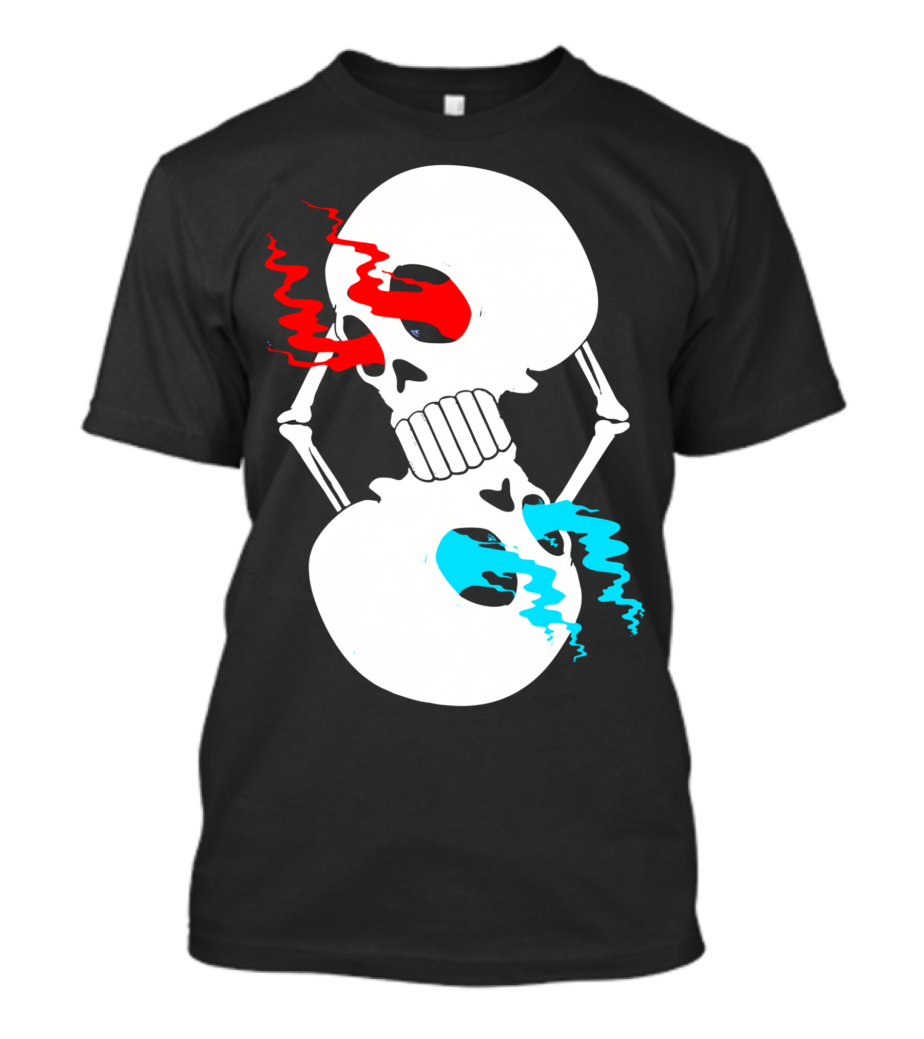 Infinity Skull Double Loop Skeleton Red And Blue Eyes T-Shirt