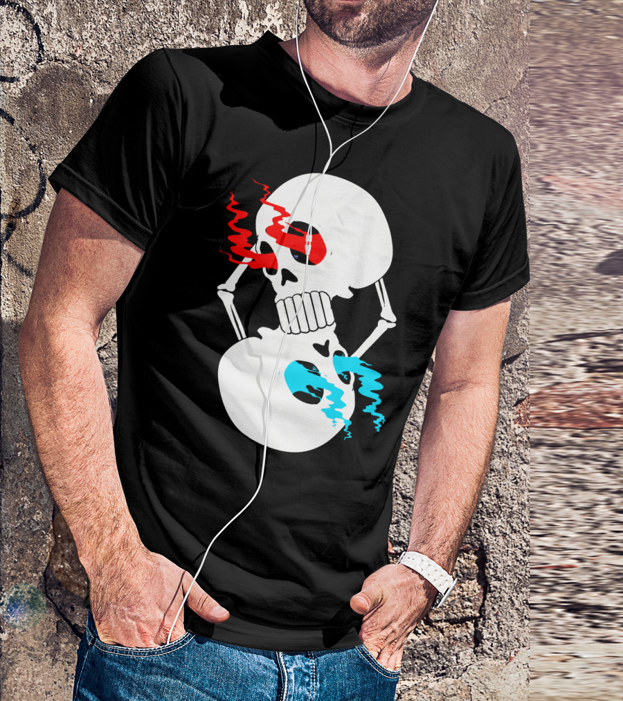 Infinity Skull Double Loop Skeleton Red And Blue Eyes T-Shirt