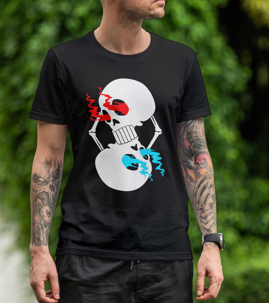 Infinity Skull Double Loop Skeleton Red And Blue Eyes T-Shirt