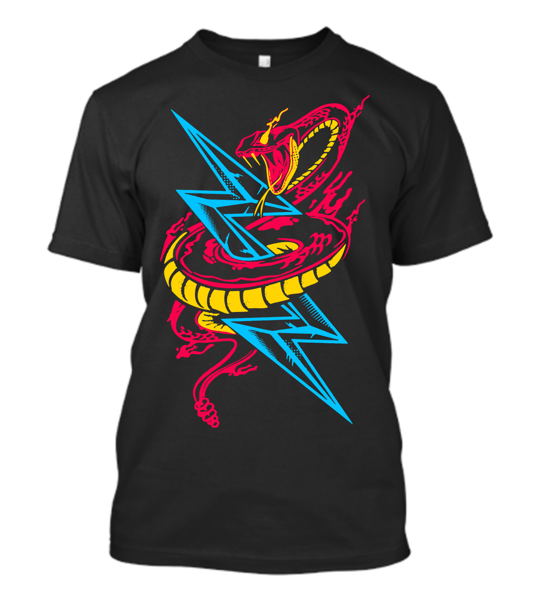 Lightning Serpent Vibrant Cobra With Electric Blue Yellow And Red Elements T-Shirt