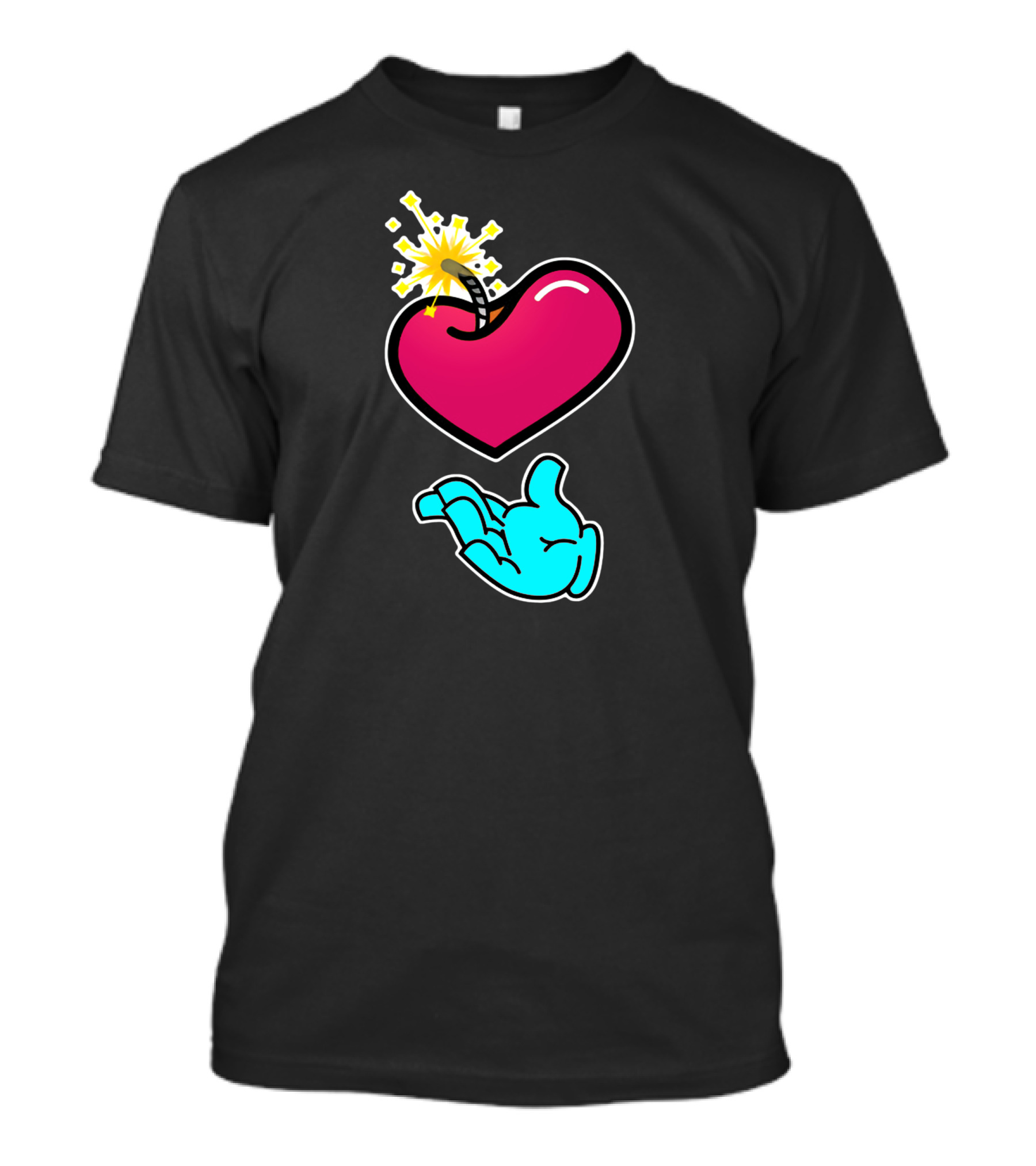 Love Is Tha Bomb Exploding Heart Hand Gesture T-Shirt