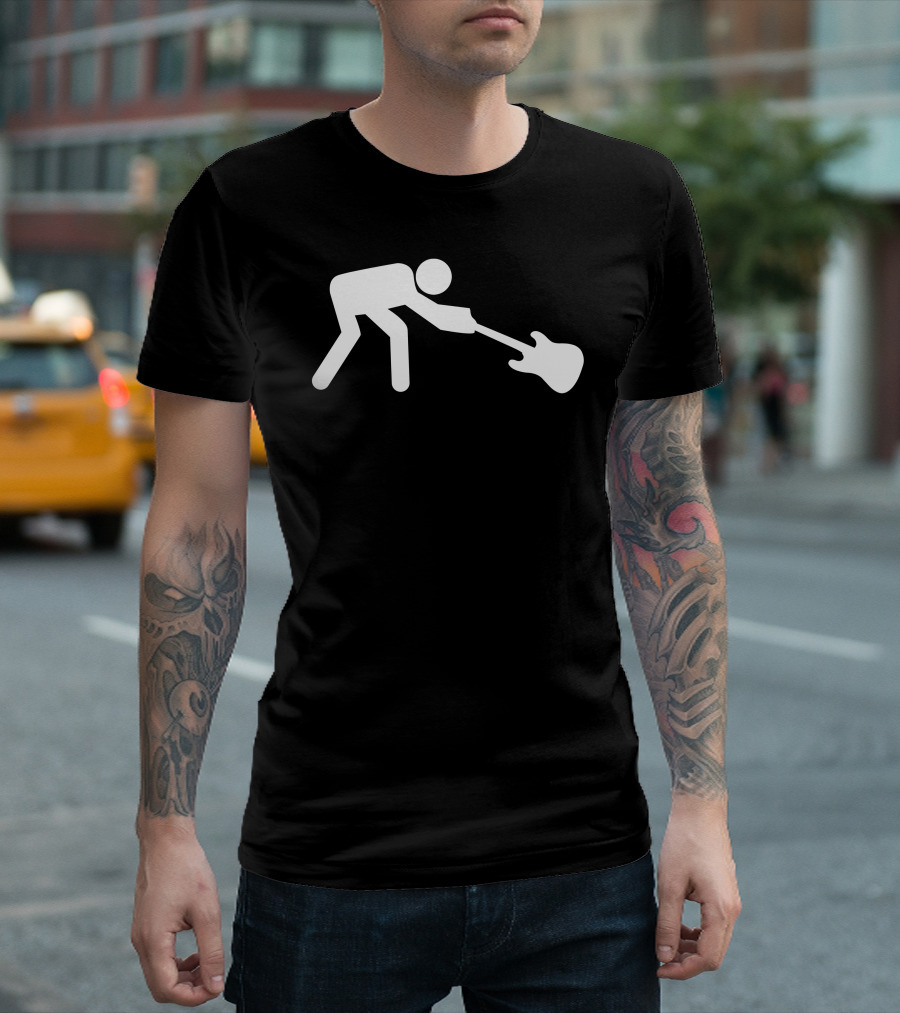 Man Breaking Rock Guitar Iconic Silhouette Stage Performance T-Shirt