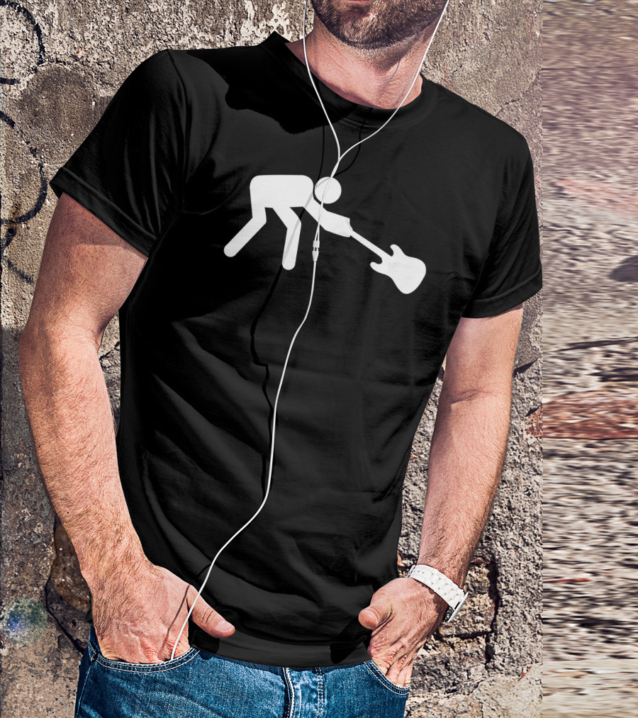 Man Breaking Rock Guitar Iconic Silhouette Stage Performance T-Shirt