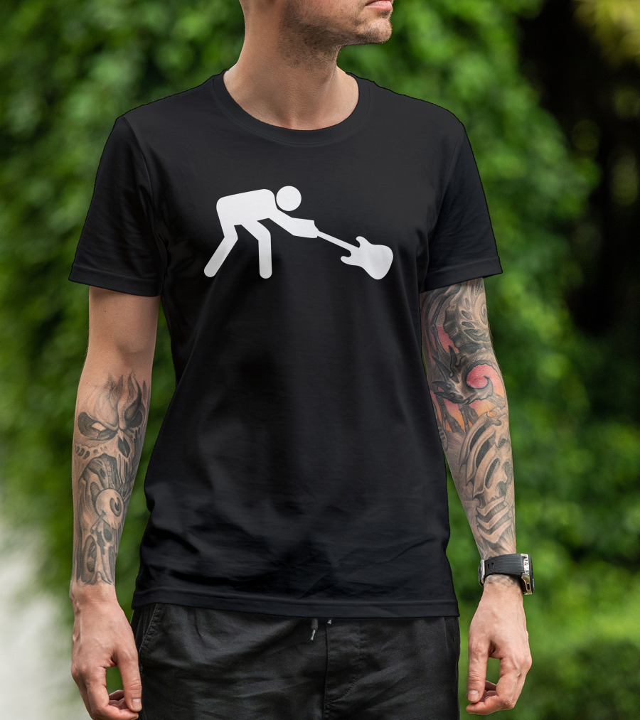 Man Breaking Rock Guitar Iconic Silhouette Stage Performance T-Shirt