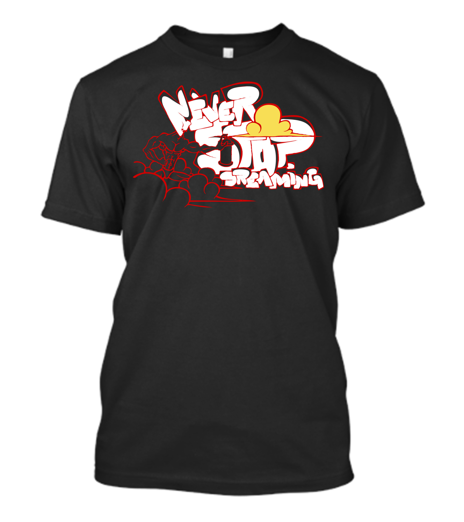Never Stop Dreaming Cloud Graffiti Style Red-White-Orange Clouds Explosion T-Shirt