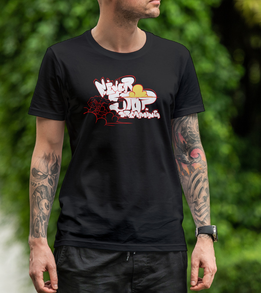 Never Stop Dreaming Cloud Graffiti Style Red-White-Orange Clouds Explosion T-Shirt