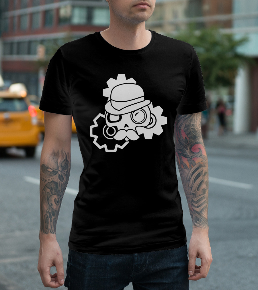 Steampunk Gearhead Skull With Bowler Hat And Monocle T-Shirt