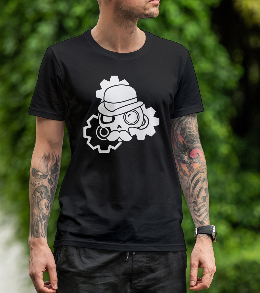 Steampunk Gearhead Skull With Bowler Hat And Monocle T-Shirt