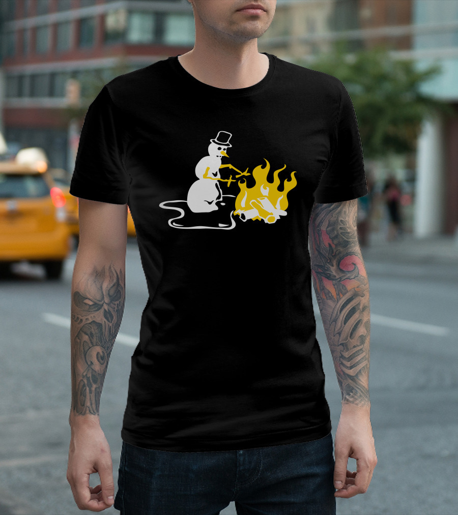 Stupid Snowman Roasting Sticks By Fire T-Shirt
