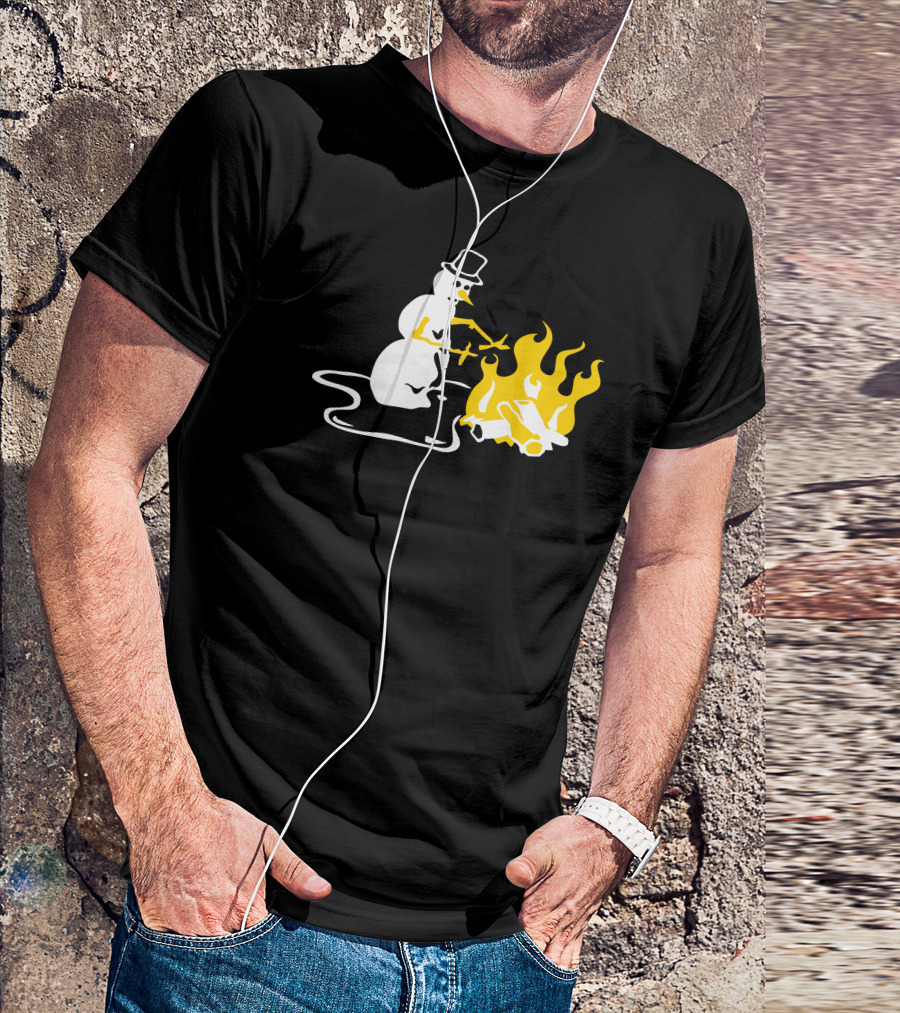Stupid Snowman Roasting Sticks By Fire T-Shirt