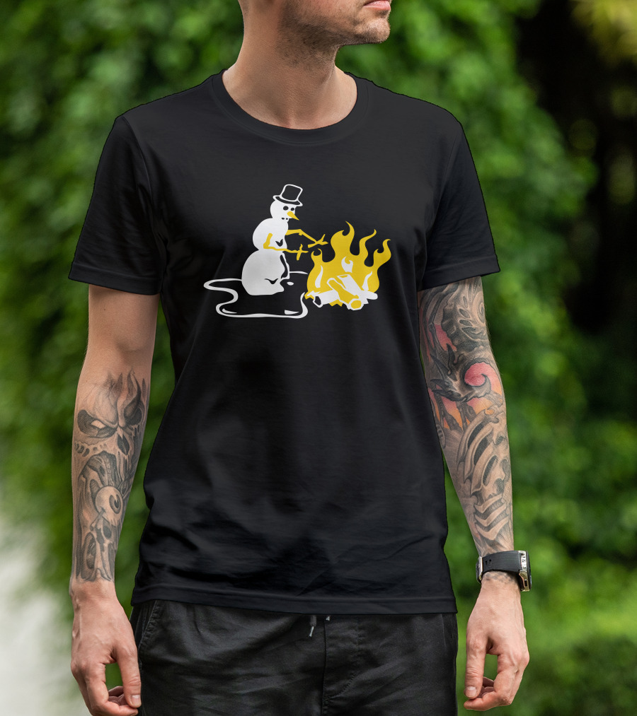 Stupid Snowman Roasting Sticks By Fire T-Shirt
