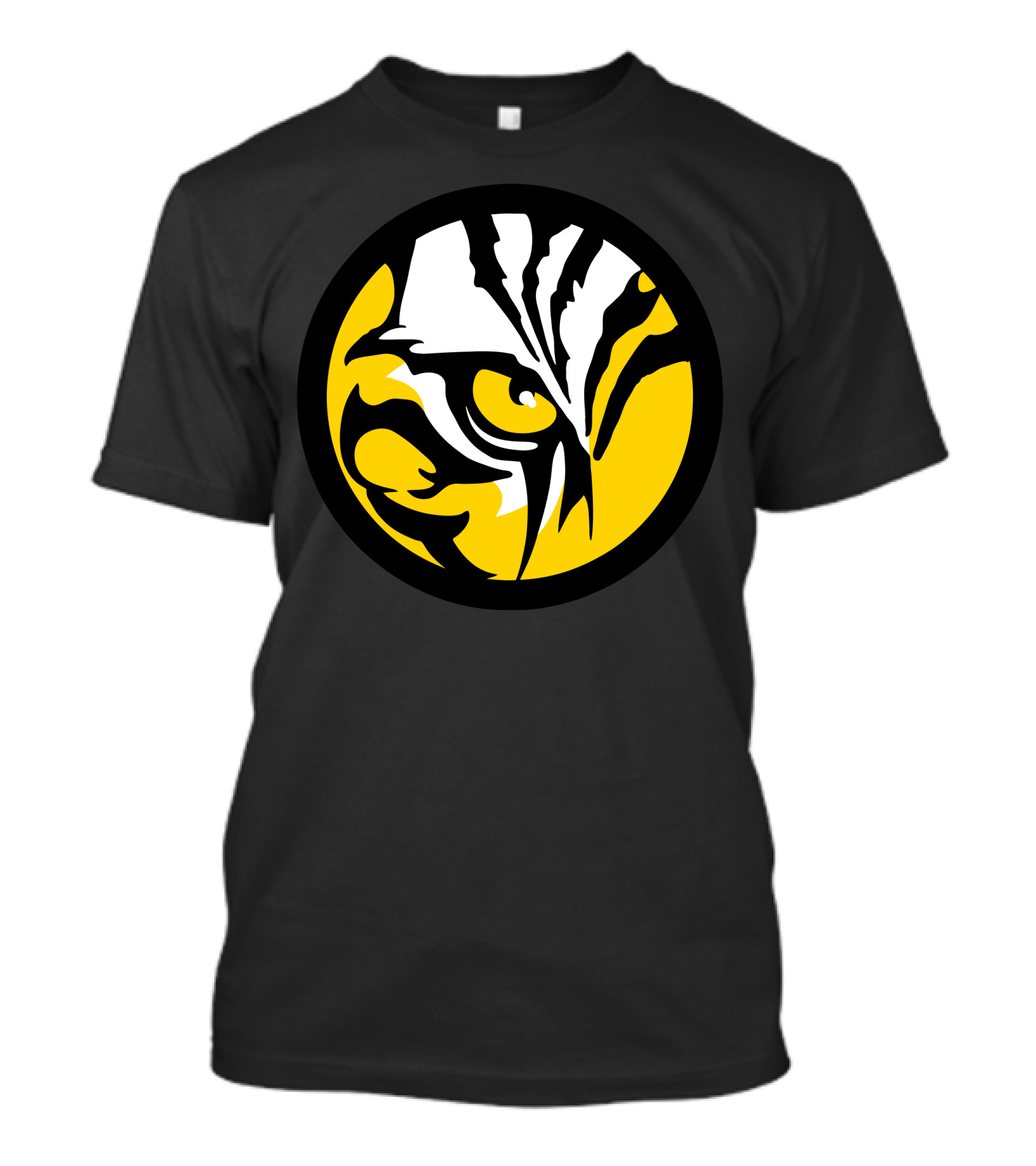 Tiger Eyes Circle Graphic Black And Yellow T-Shirt