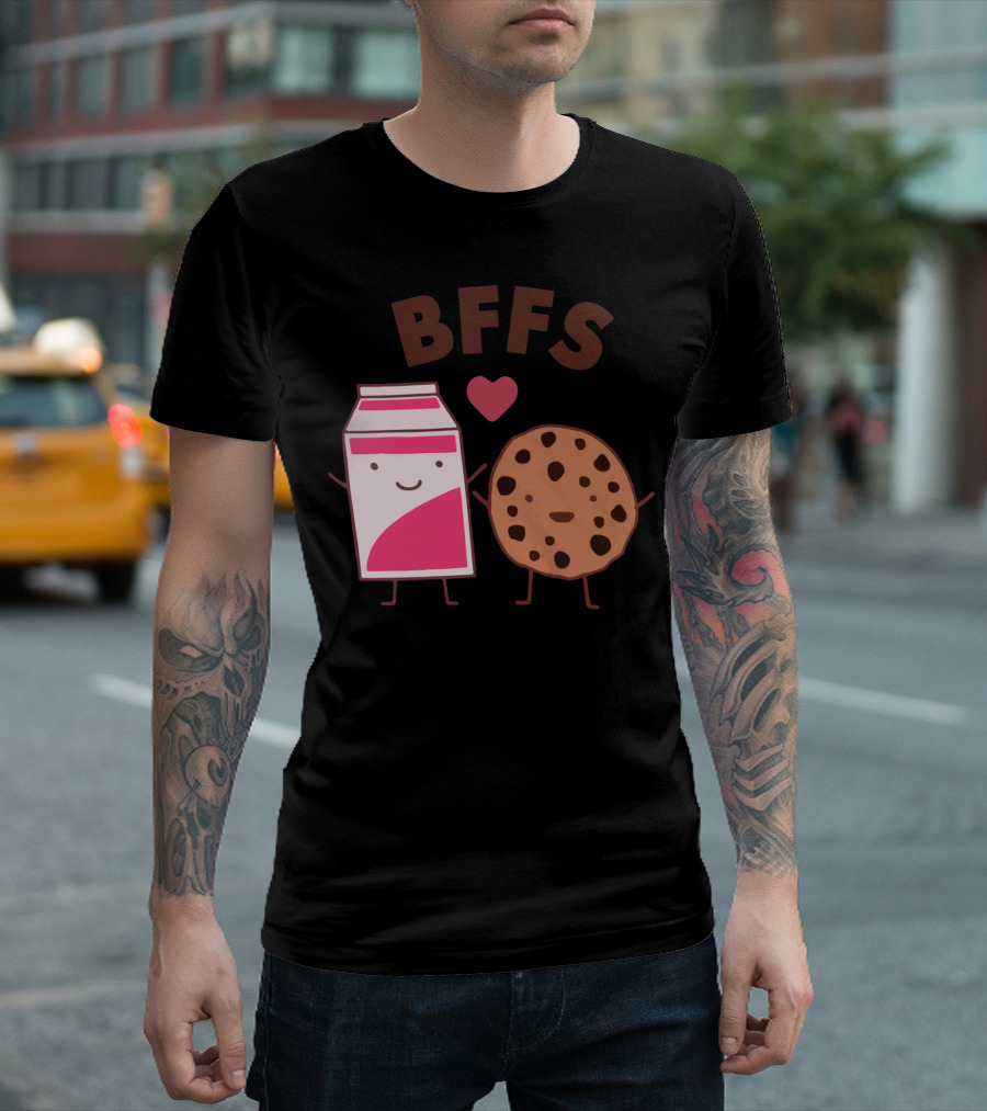 BFFs Milk and Cookie Best Friends Forever Heart T-Shirt
