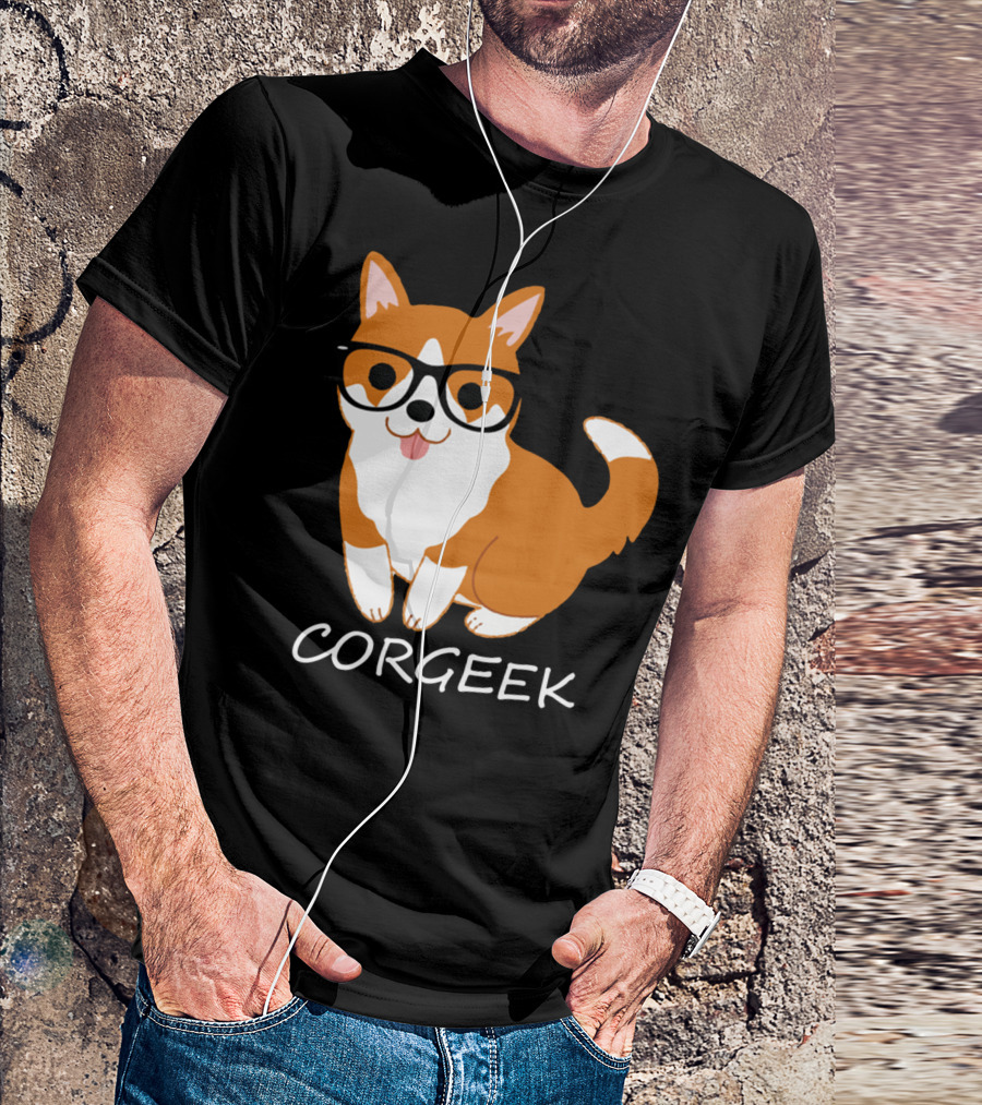 Corgeek Glasses Corgi Cute Dog Nerdy Fun T-Shirt