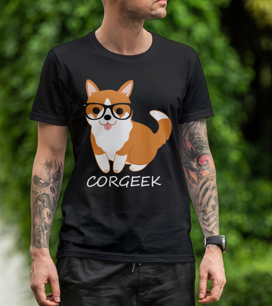 Corgeek Glasses Corgi Cute Dog Nerdy Fun T-Shirt