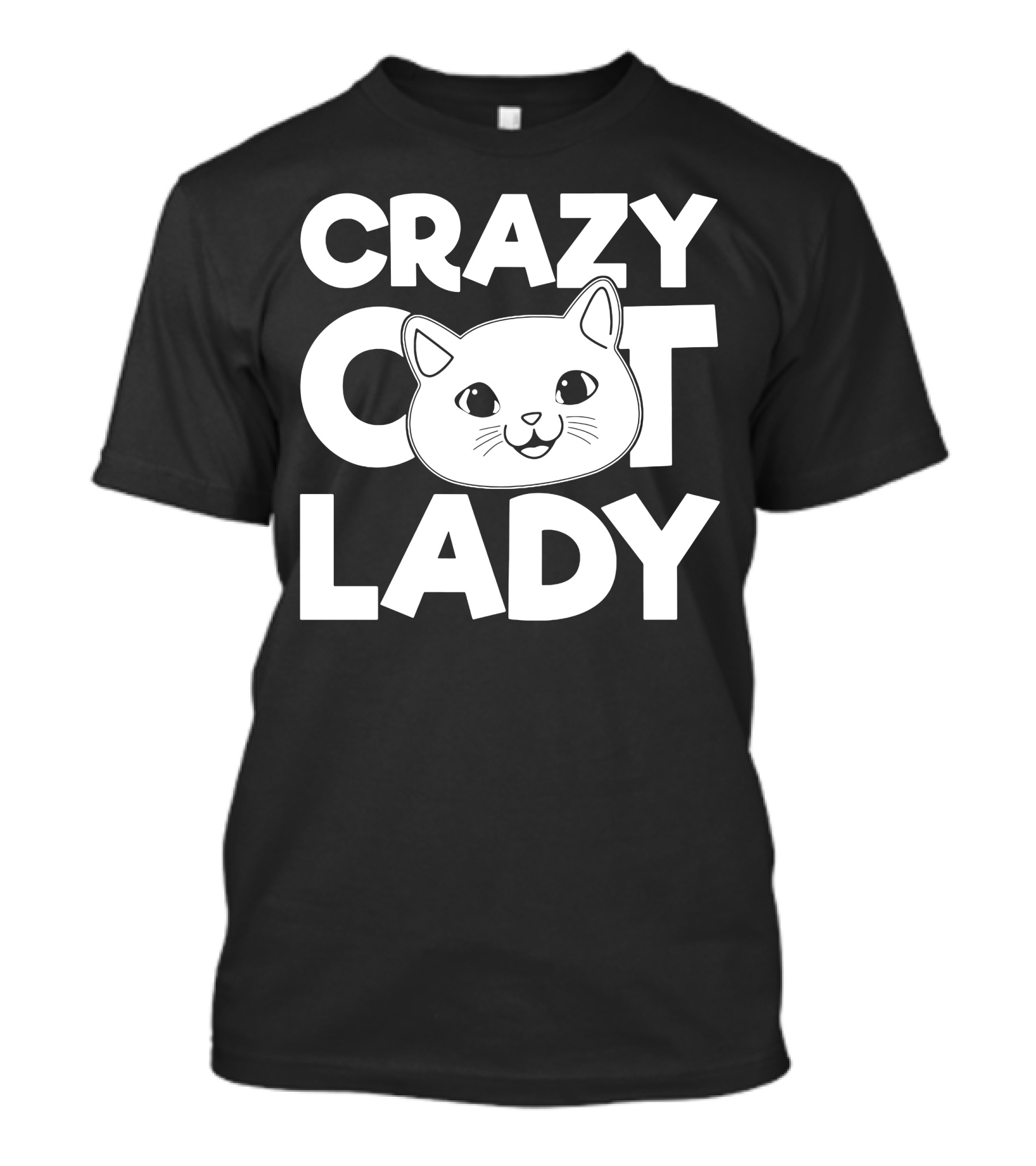 CRAZY CAT LADY Fun Cartoon Cat Face T-Shirt