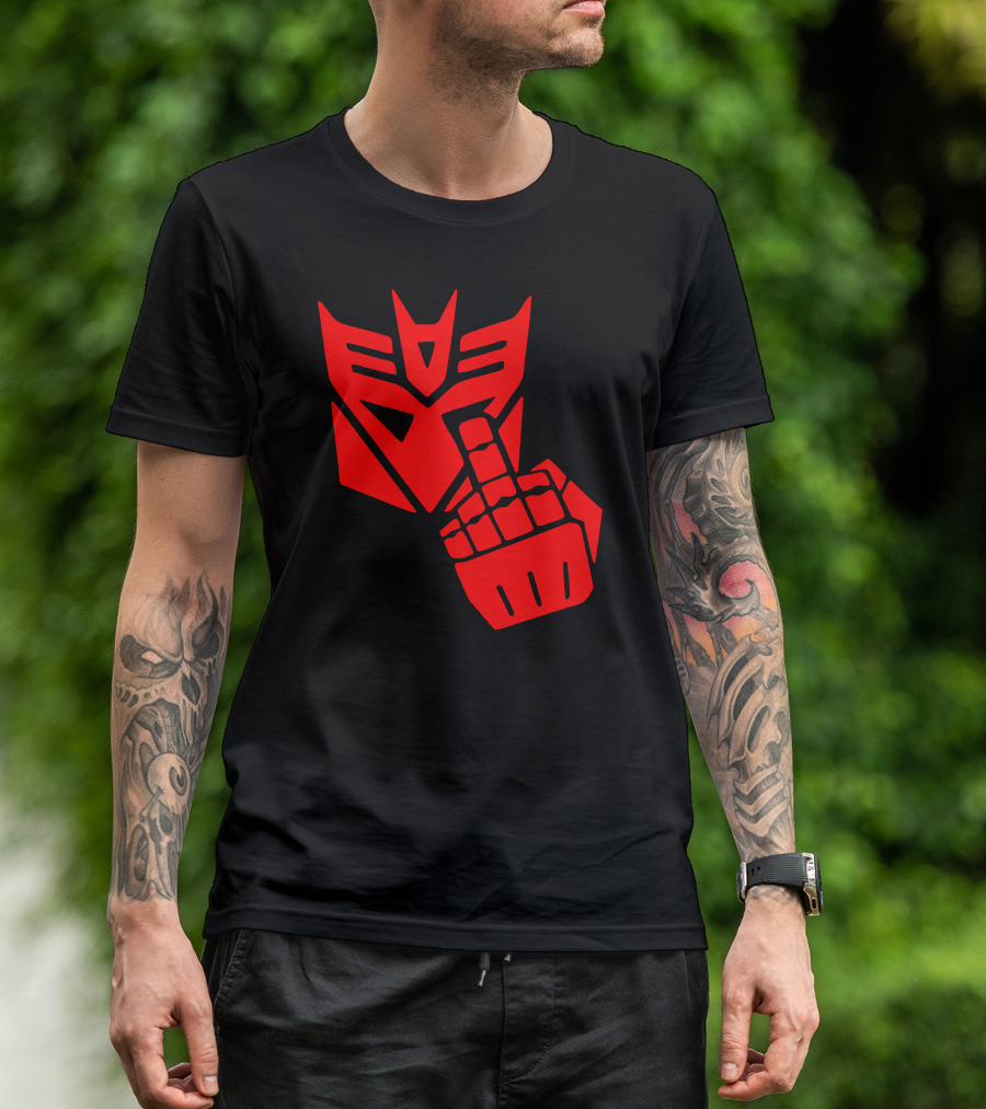 Decepticon Logo Red Robot Gesture T-Shirt