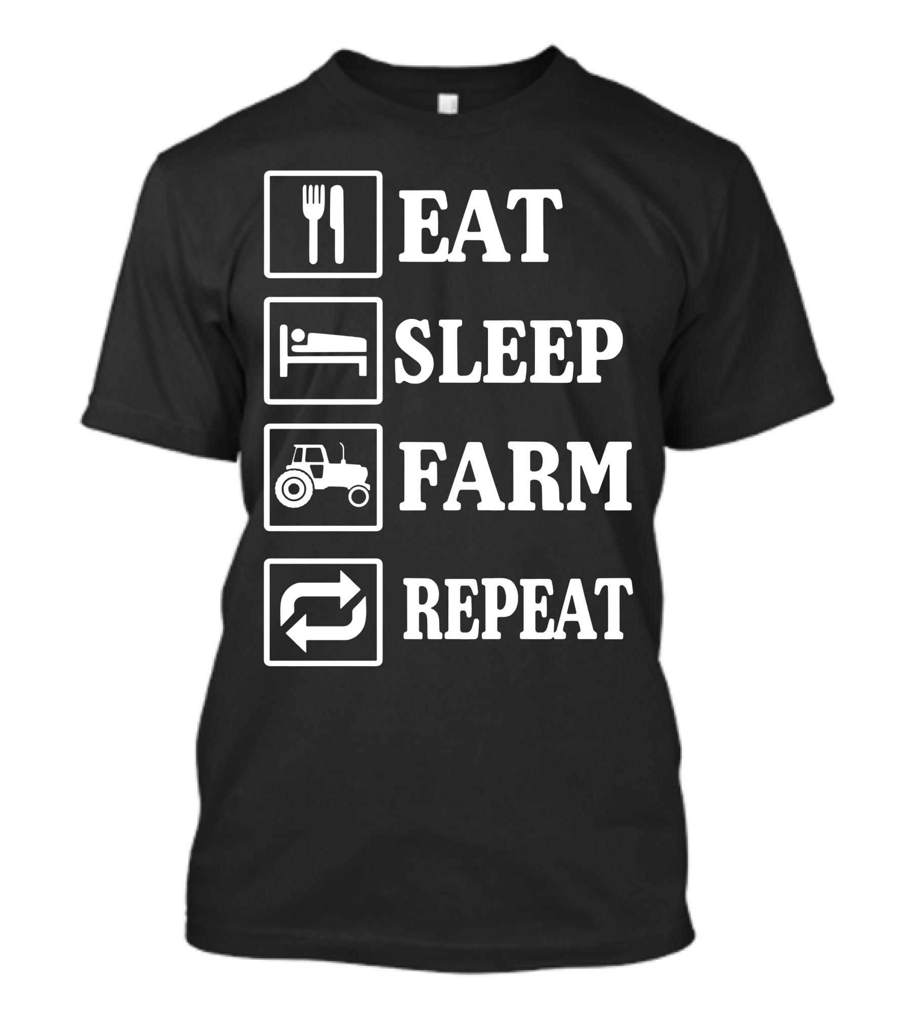 Eat Sleep Farm Repeat Tractor Icons T-Shirt
