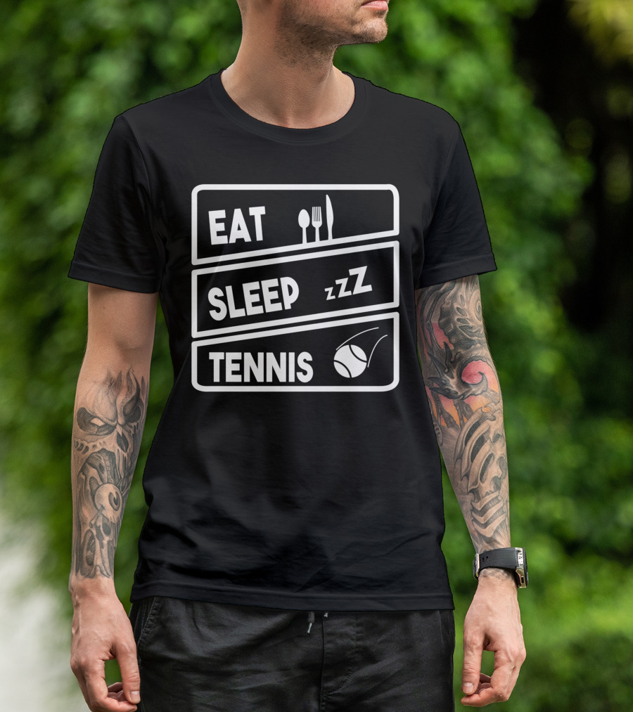 Eat Sleep Tennis ZZZ With Fork Spoon And Tennis Ball T-Shirt