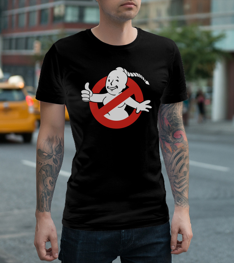 Ghostbuster Vault Boy Ectoplasmic Girl Crossover T-Shirt