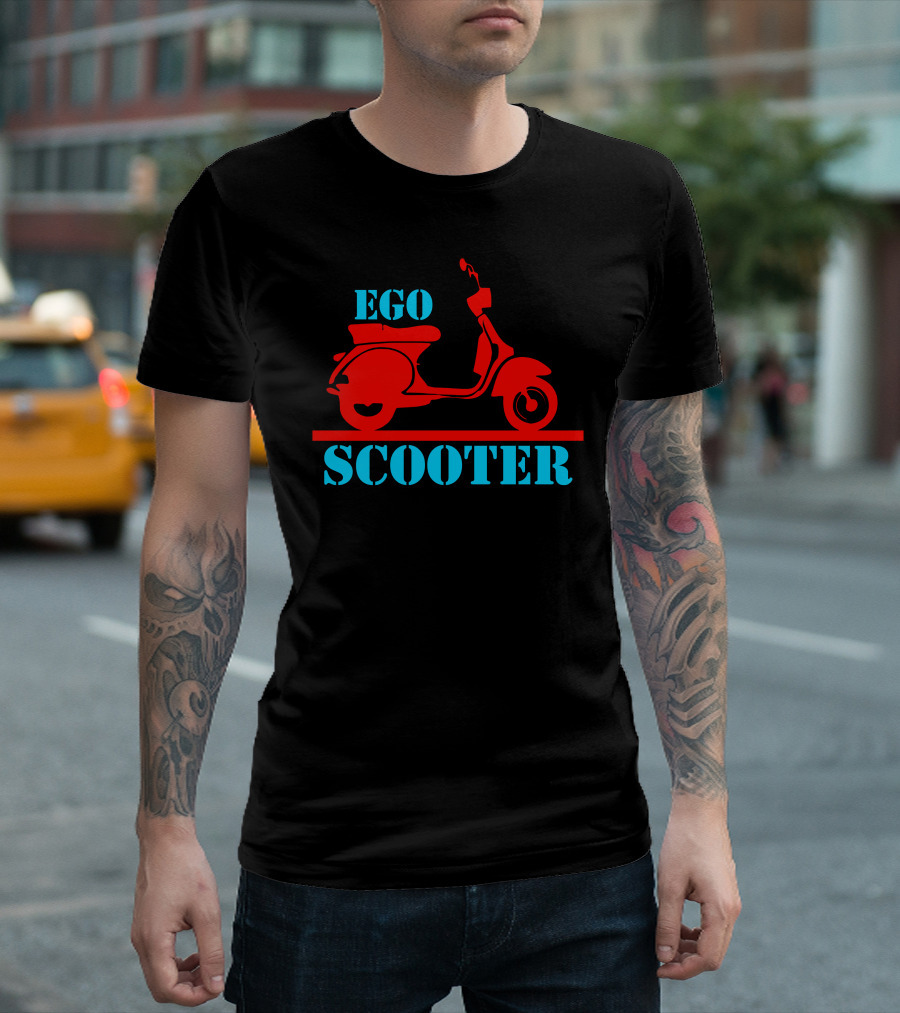 Ego Scooter Retro Vespa Style Red Blue Contrast T-Shirt