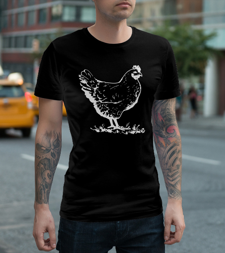 Funny Chicken Farmyard Sketch T-Shirt