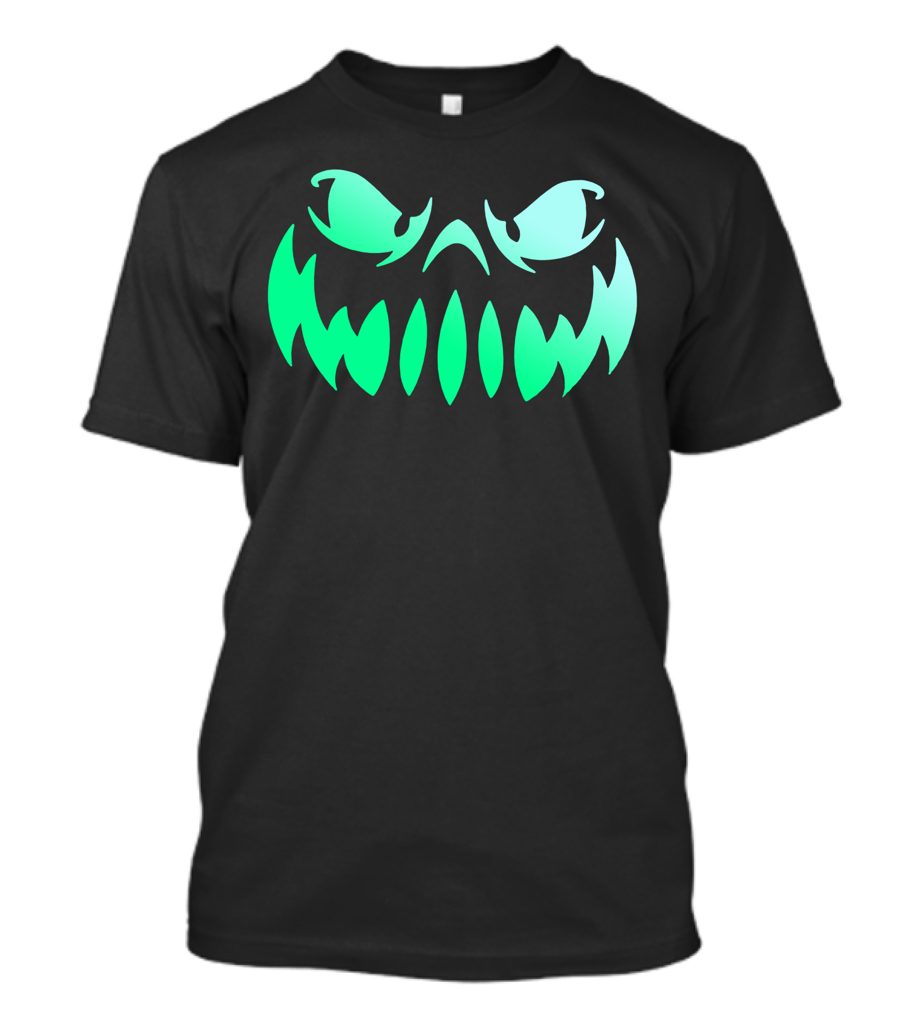 Glowing Green Grinning Halloween Monster Face T-Shirt