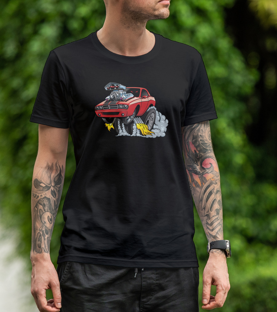 Hot Road Muscle Car Racing Firepower Burnout T-Shirt