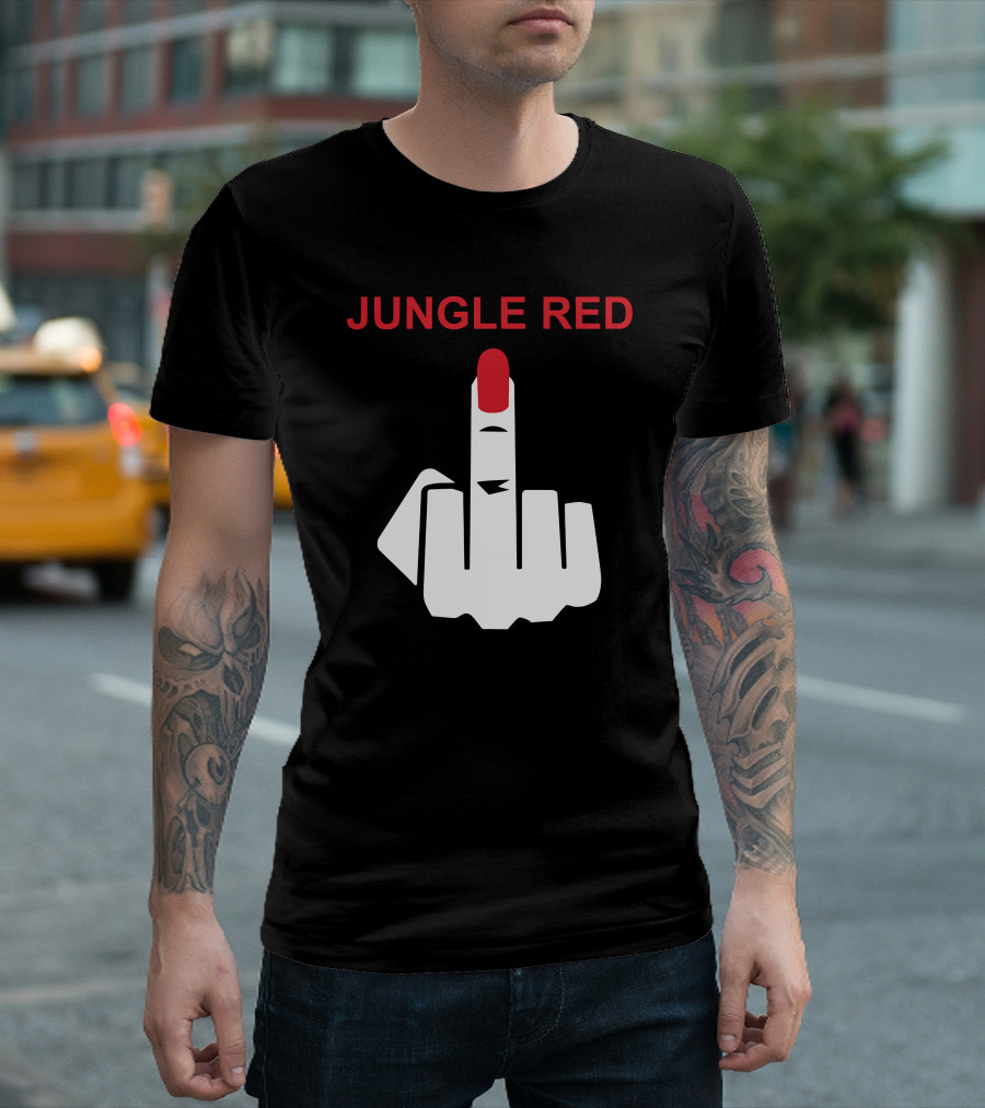Jungle Red Middle Finger Gesture T-Shirt