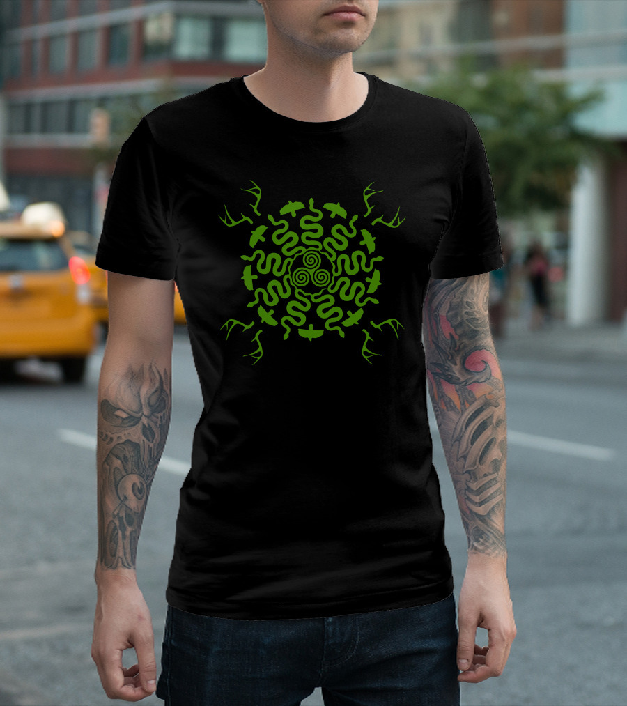Landwights Variant Celtic Knotwork Green Symbols Snakes Ravens Antlers T-Shirt