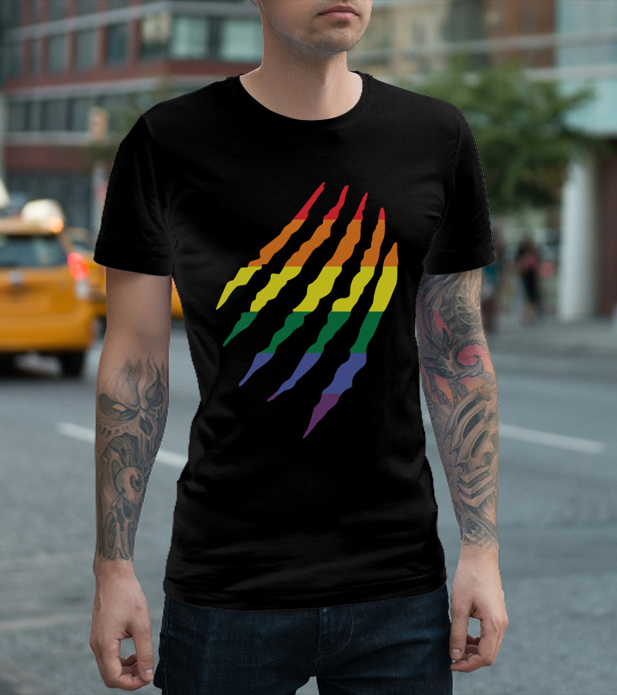 Rainbow Claw Mark Stripes T-Shirt