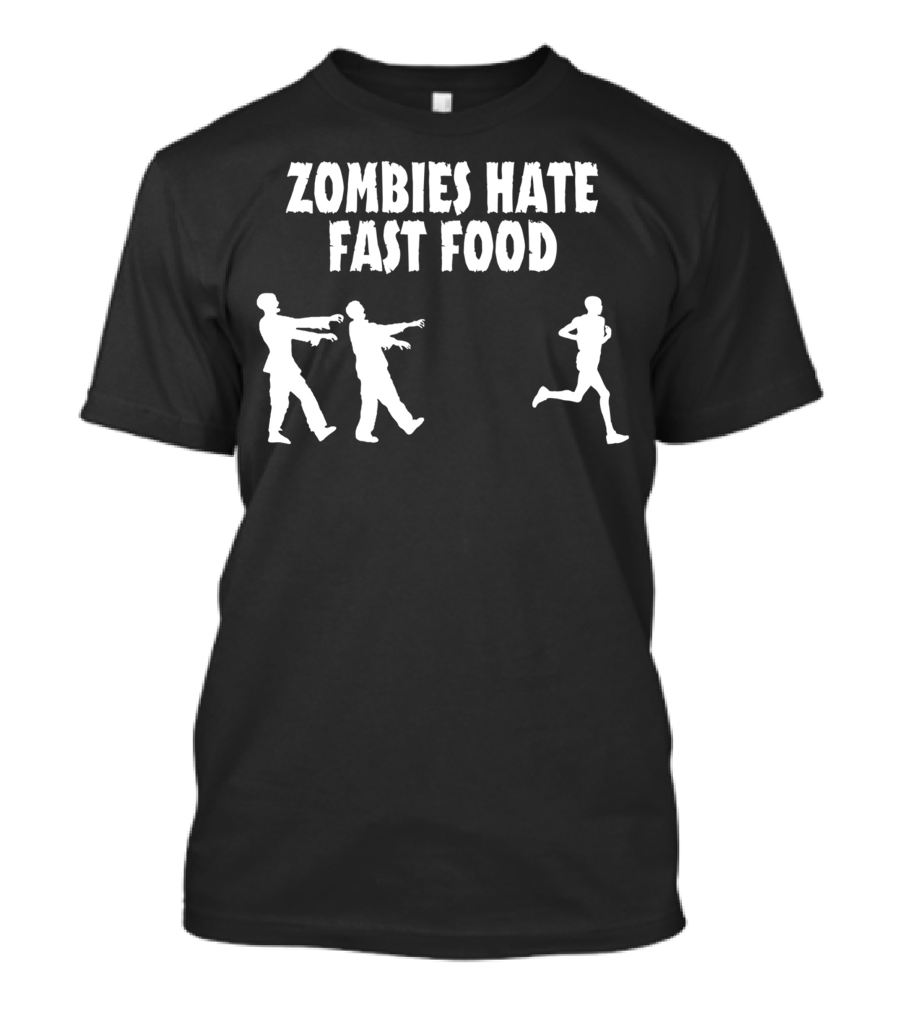 Zombies Hate Fast Food Silhouette Running Chase T-Shirt