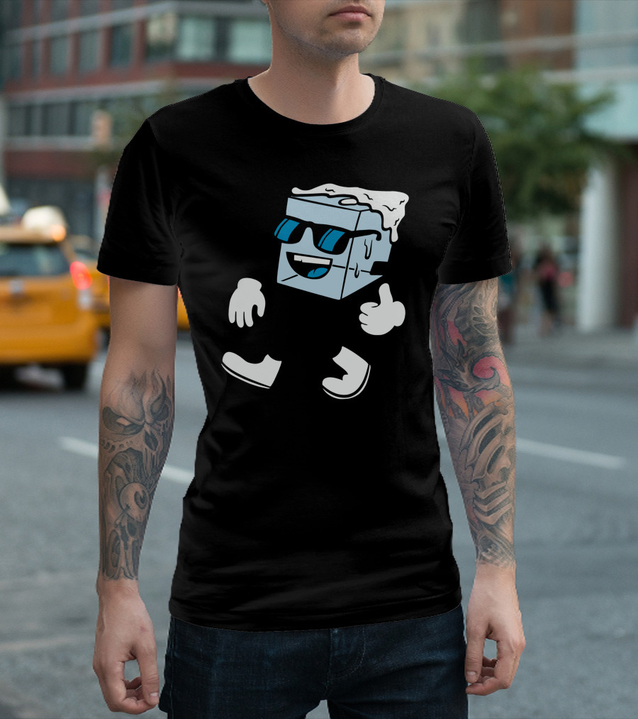 Mister Cool Ice Cube Character with Sunglasses and Thumbs Up T-Shirt