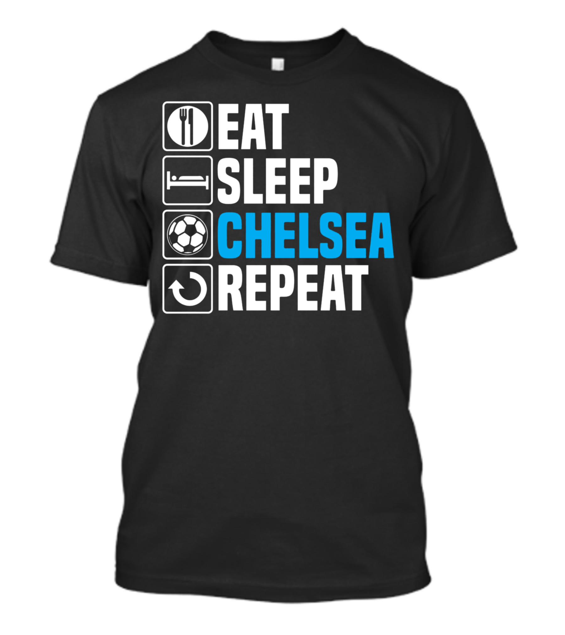 Eat Sleep Chelsea Repeat Soccer Icons T-Shirt