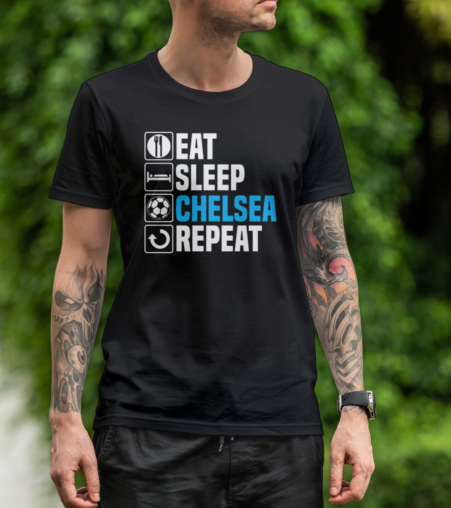 Eat Sleep Chelsea Repeat Soccer Icons T-Shirt