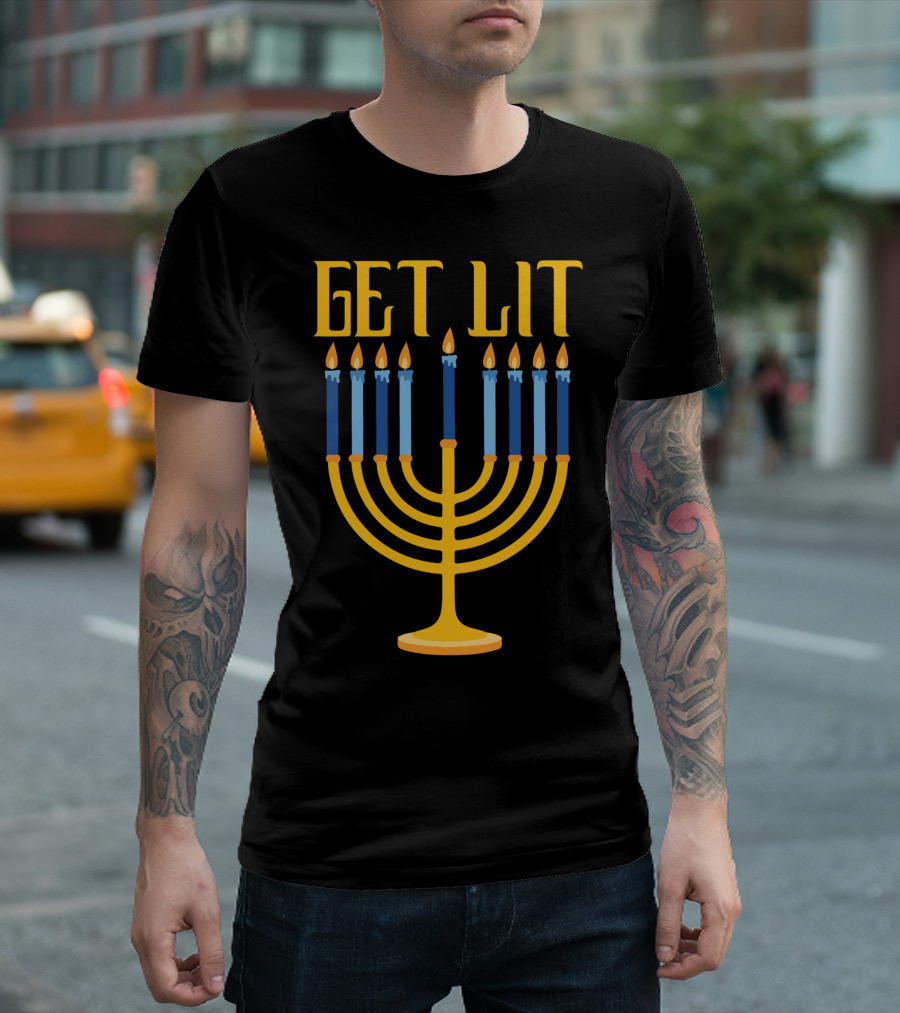 Get Lit Menorah Candle Hanukkah T-Shirt